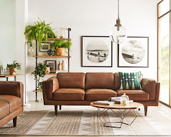 living room with mid-century modern furniture