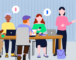 group of people working together in a relaxed environment