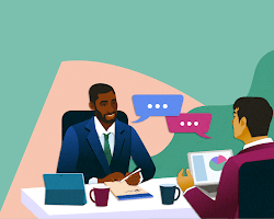 manager giving an employee their job description