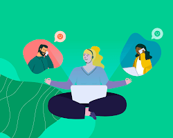 call center agent meditating