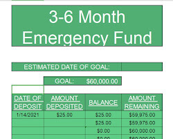 person with a spreadsheet showing their emergency fund balance