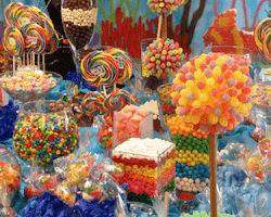 candy buffet with a variety of candies