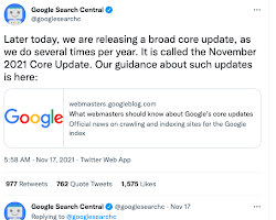 November 2021 Core Update Google Core Update