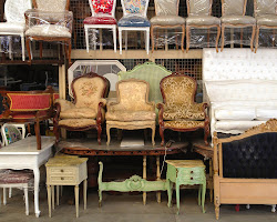 Vintage furniture being found at a thrift shop