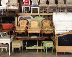 Vintage furniture being found at a thrift shop