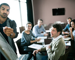 business person working on a presentation