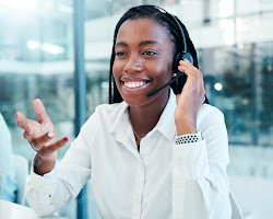 call center agent listening to a customer