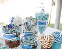 candy buffet with a rainbow color palette