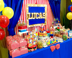 carnival-themed candy buffet