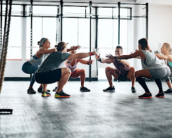 group of people exercising together