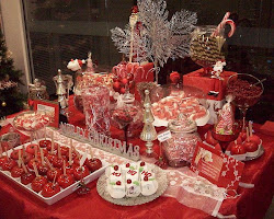 holiday-themed candy buffet