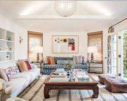 living room with a mix of retro and contemporary furniture