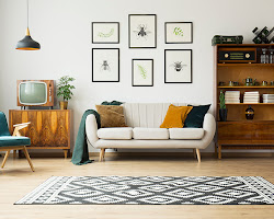 living room with retro accessories