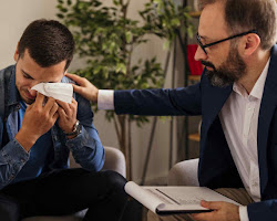 manager and an employee having a one-on-one conversation about anxiety