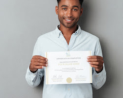 person holding a certificate or award