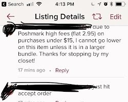 person negotiating the price of an item with a seller on the Poshmark website